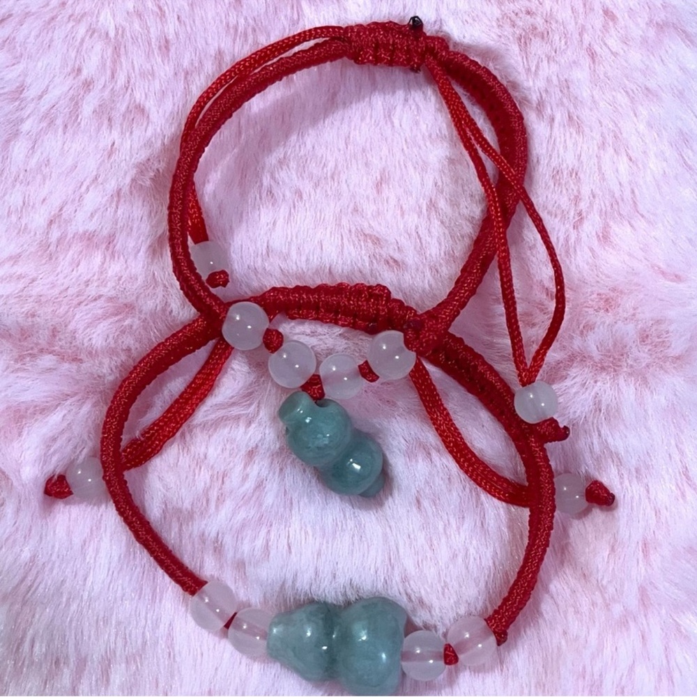 2 Natural Jade Red String Bracelet